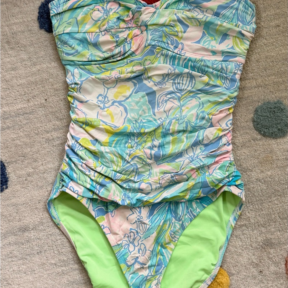 Lilly Pulitzer Pastel Floral One-Piece Swimsuit in Blue, Green & Pink